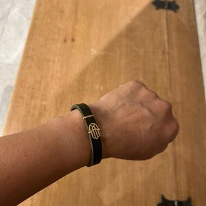 NEW 18K gold Hamsa Hand Leather Bracelet